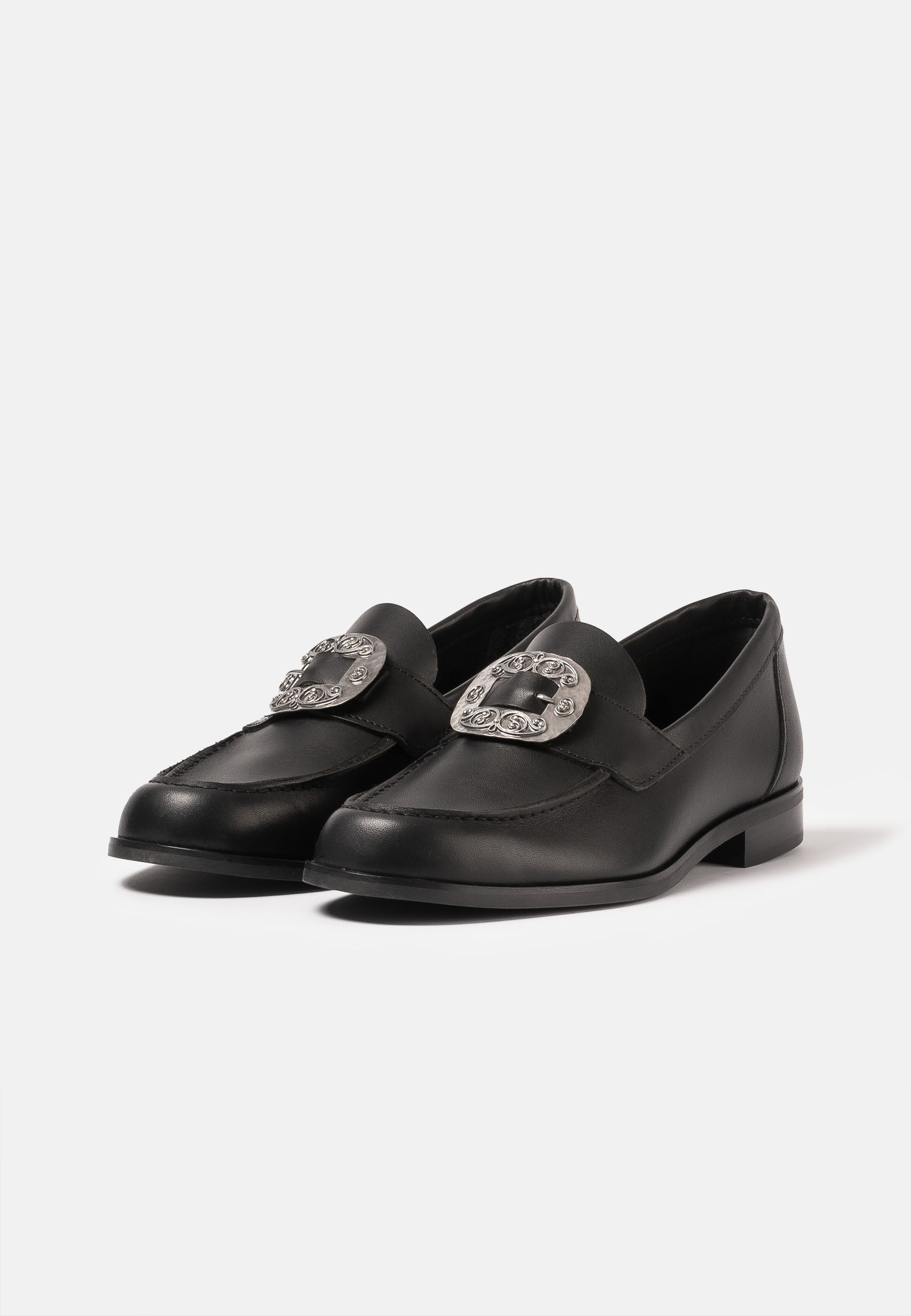 Aurlands Trachtenschuhe fmit Schuhschnalle aus oxidiertem Silber - Original Penny Loafer