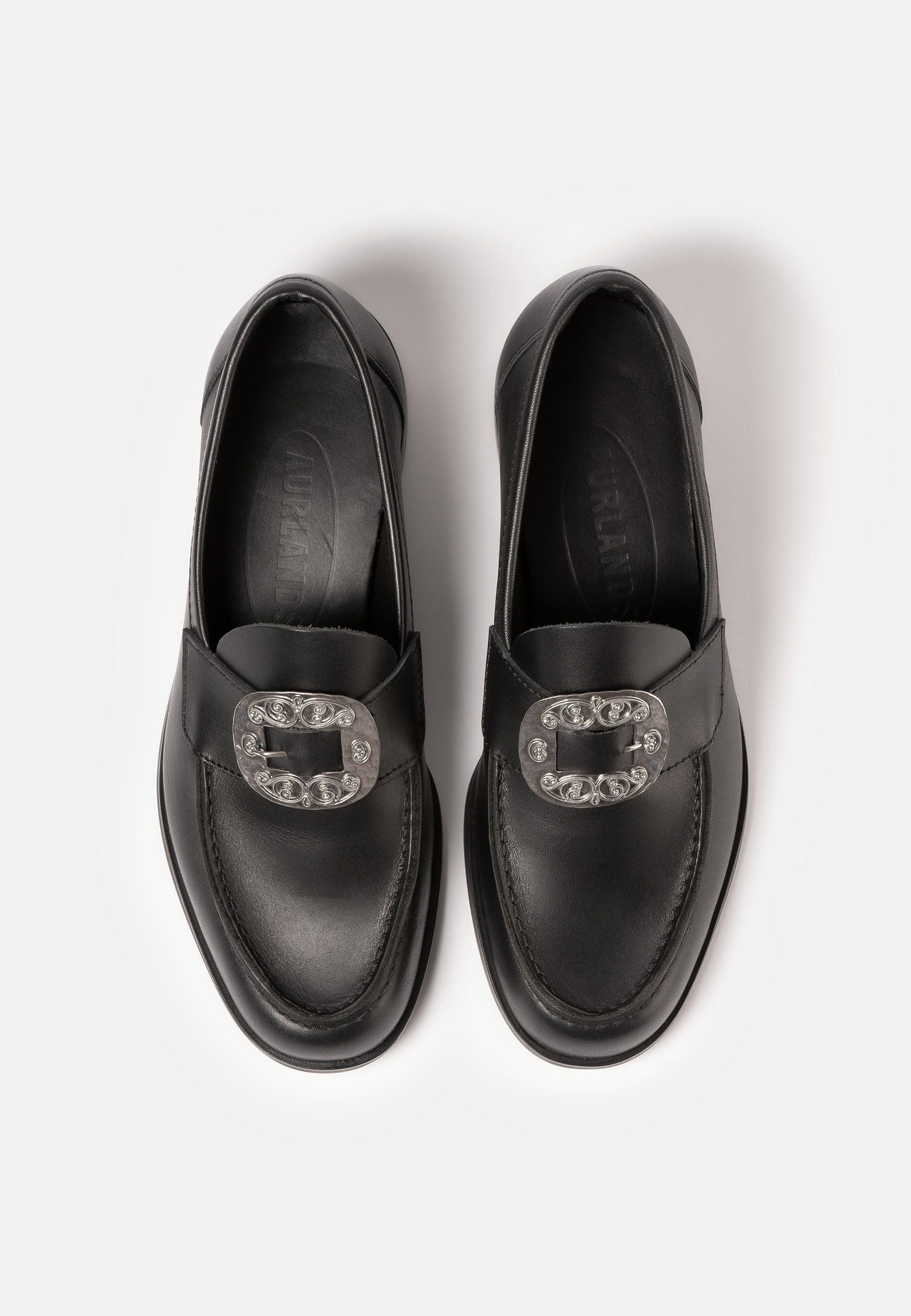 Aurlands Trachtenschuhe fmit Schuhschnalle aus oxidiertem Silber - Original Penny Loafer