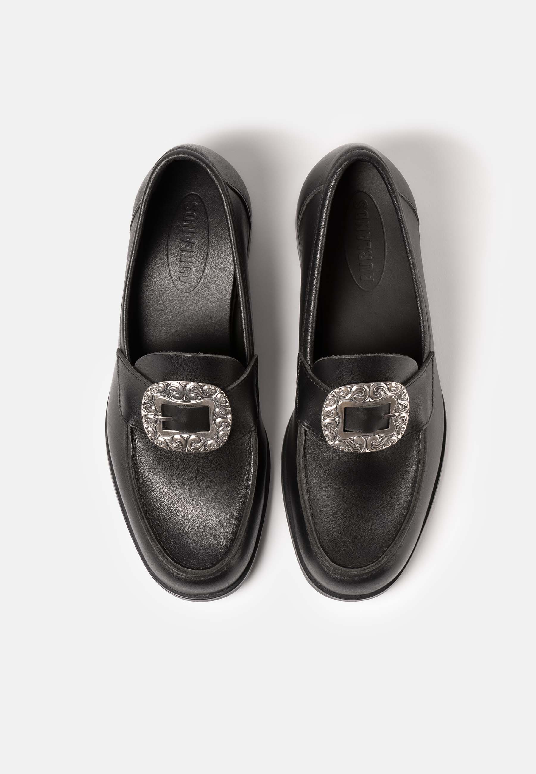 Aurlands Trachtenschuhe fmit Schuhschnalle aus oxidiertem Silber - Original Penny Loafer