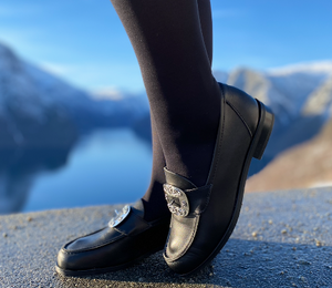 Aurlands Trachtenschuhe fmit Schuhschnalle aus oxidiertem Silber - Original Penny Loafer