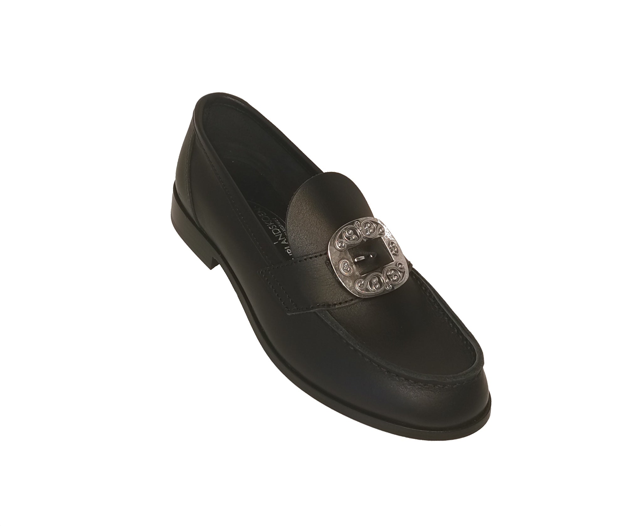 Bunad Schuhe mit Schuhschnalle aus oxidiertem Silber - Modell Wangen