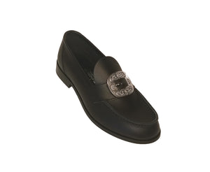 Bunad shoes with shoe buckle of oxidized silver - Model Wangen