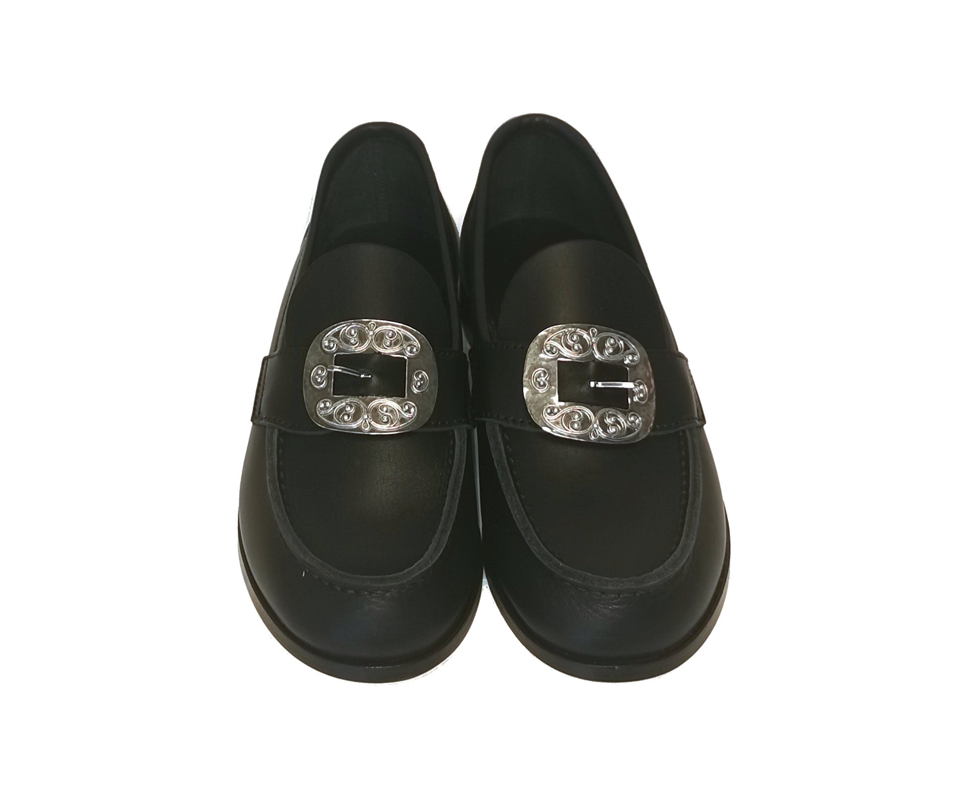 Bunad Schuhe mit Schuhschnalle aus oxidiertem Silber - Modell Wangen