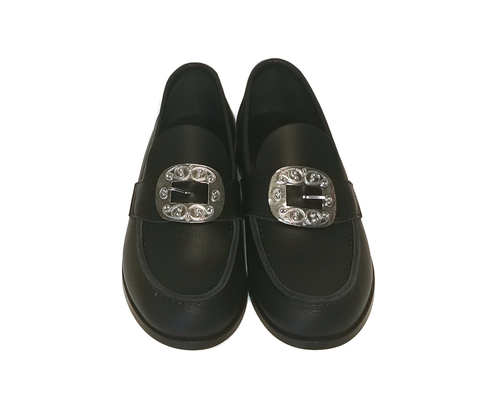 Bunad shoes with shoe buckle of oxidized silver - Model Wangen