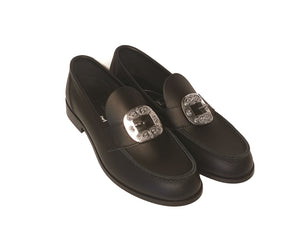 Bunad Schuhe mit Schuhschnalle aus oxidiertem Silber - Modell Wangen