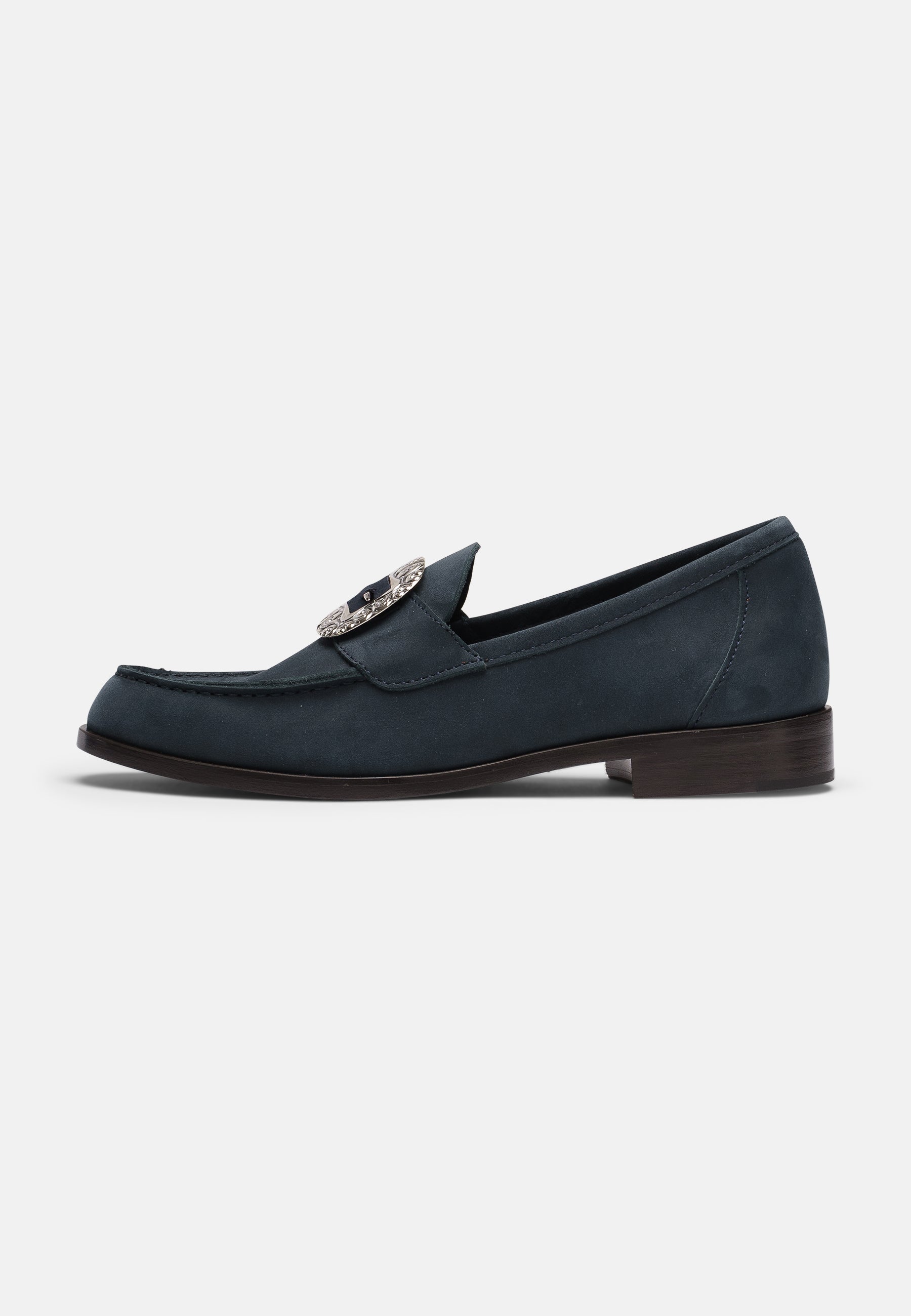 Bunadsko i Buxton Navy Nubuck med oksidert sølv