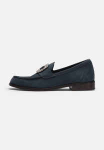 Bunadsko i Buxton Navy Nubuck med oksidert sølv