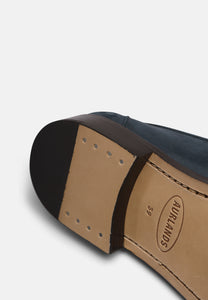 Bunadsko i Buxton Navy Nubuck med oksidert sølv