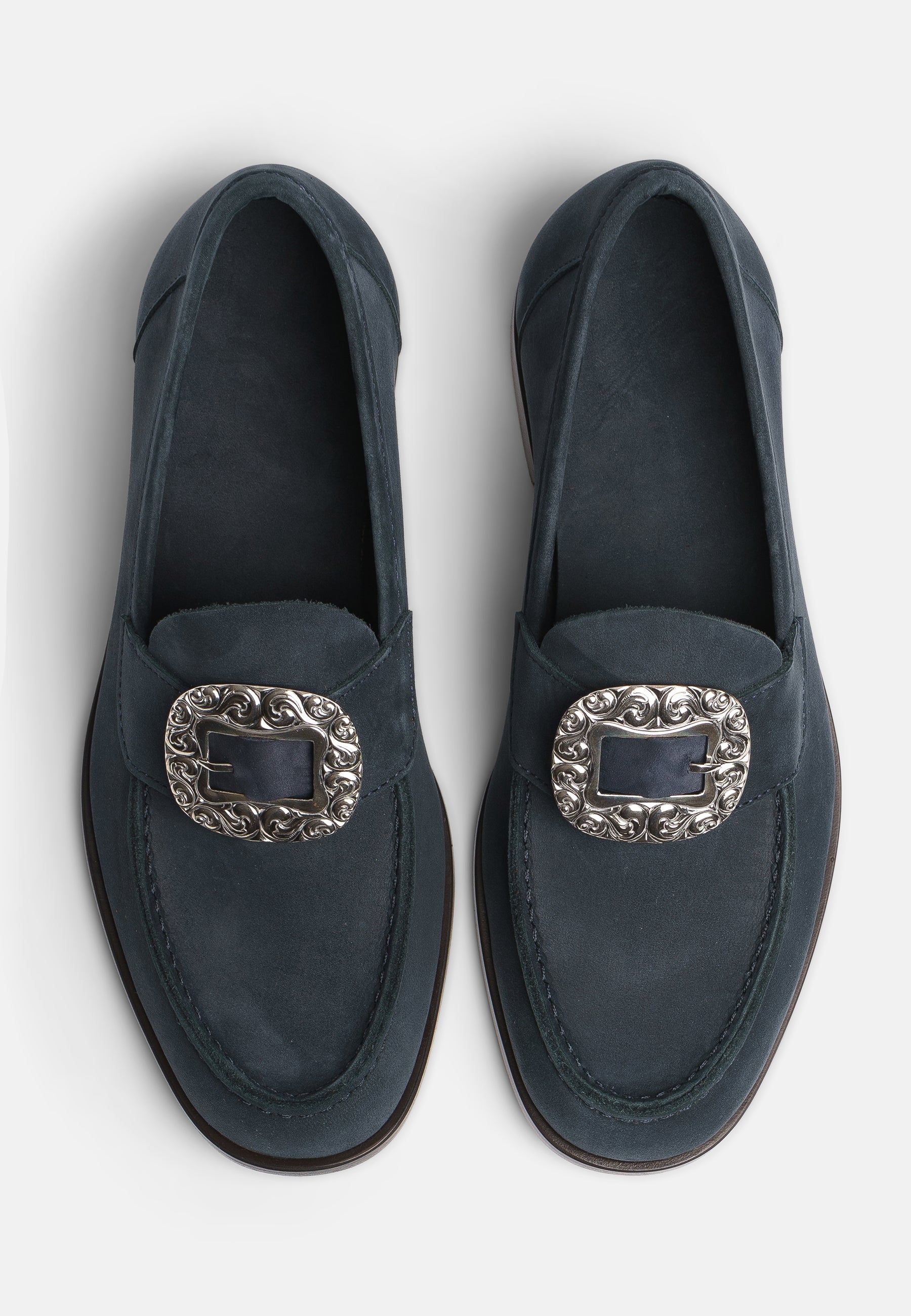 Bunadsko i Buxton Navy Nubuck med oksidert sølv